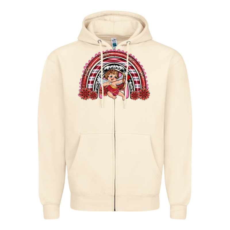 Valentine's Day Cupid Rainbow Zipper Hoodie by RanaPortraitStore | Teevron
