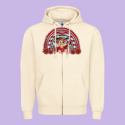 Zipper Hoodie valentine's day cupid rainbow