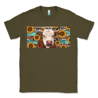 Army Green Heifer With Sunflower And Serape Classic Tee - RanaPortraitStore