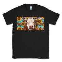 Black Heifer With Sunflower And Serape Classic Tee - RanaPortraitStore