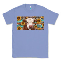 Colony Blue Heifer With Sunflower And Serape Classic Tee - RanaPortraitStore