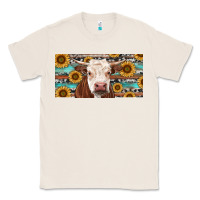 Natural Heifer With Sunflower And Serape Classic Tee - RanaPortraitStore