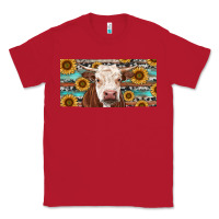 Red Heifer With Sunflower And Serape Classic Tee - RanaPortraitStore