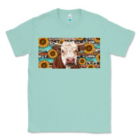 Seafoam Heifer With Sunflower And Serape Classic Tee - RanaPortraitStore