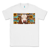 White Heifer With Sunflower And Serape Classic Tee - RanaPortraitStore