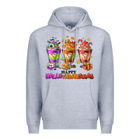 Heather Grey Happy Hallothanksmas coffee cups Premium Hoodie - NancyCooperArtShop