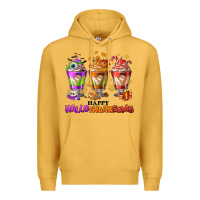 Mustard Happy Hallothanksmas coffee cups Premium Hoodie - NancyCooperArtShop
