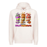 Pale Pink Happy Hallothanksmas coffee cups Premium Hoodie - NancyCooperArtShop