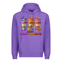 Purple Happy Hallothanksmas coffee cups Premium Hoodie - NancyCooperArtShop