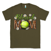 Army Green blessed mom with tennis and daisy Classic Tee - texasbilliewilder
