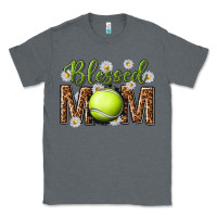 Charcoal Heather blessed mom with tennis and daisy Classic Tee - texasbilliewilder