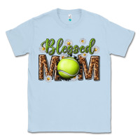 Dusty Blue blessed mom with tennis and daisy Classic Tee - texasbilliewilder