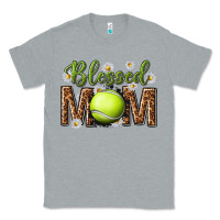 Heather Grey blessed mom with tennis and daisy Classic Tee - texasbilliewilder