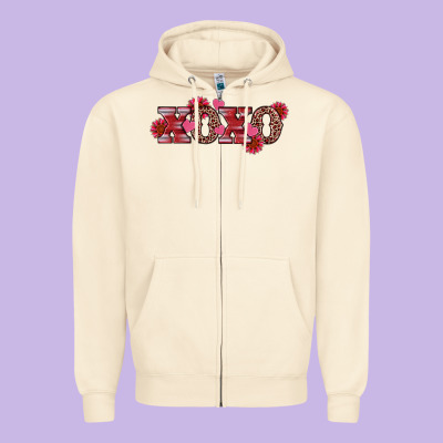 Zipper Hoodie valentine's day xoxo sunflower heart