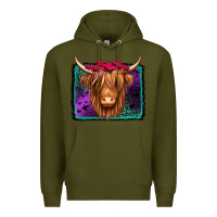 Army Green halloween highland cow Premium Hoodie - Jasminsmagicworld