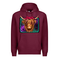 Burgundy halloween highland cow Premium Hoodie - Jasminsmagicworld