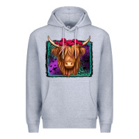 Heather Grey halloween highland cow Premium Hoodie - Jasminsmagicworld
