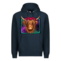 Navy halloween highland cow Premium Hoodie - Jasminsmagicworld