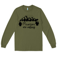 Army Green Mountains Long Sleeve Tee - Unal Design
