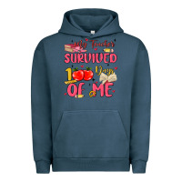 Pigment Midnight Navy my teacher survived 100 days of me Urban Hoodie - MaliasSmallBusiness