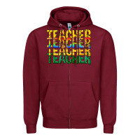 Burgundy teacher teacher teacher Zipper Hoodie - texasbilliewilder