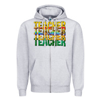 Heather Grey teacher teacher teacher Zipper Hoodie - texasbilliewilder