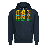 Navy teacher teacher teacher Zipper Hoodie - texasbilliewilder