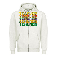 Oatmeal Heather teacher teacher teacher Zipper Hoodie - texasbilliewilder