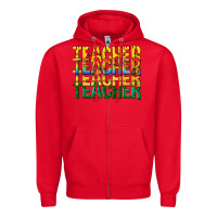 Red teacher teacher teacher Zipper Hoodie - texasbilliewilder