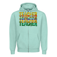 Seafoam teacher teacher teacher Zipper Hoodie - texasbilliewilder