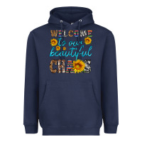Navy welcome to our beautiful chaos Heavyweight Hoodie - HRA Design Shop