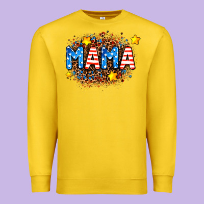Usa Mama  Leopard Background Premium Sweatshirt Designed By Adodesignshop