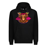 Black halloween highland cow horseshoe Premium Hoodie - Jasminsmagicworld