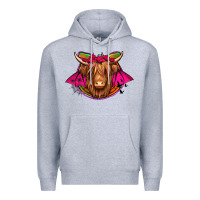 Heather Grey halloween highland cow horseshoe Premium Hoodie - Jasminsmagicworld
