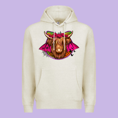 Halloween Highland Cow Horseshoe Premium Hoodie Designed By Jasminsmagicworld