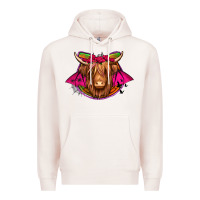 Pale Pink halloween highland cow horseshoe Premium Hoodie - Jasminsmagicworld