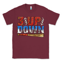 Burgundy 3 up 3 down baseball Classic Tee - texasbilliewilder