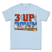 Dusty Blue 3 up 3 down baseball Classic Tee - texasbilliewilder