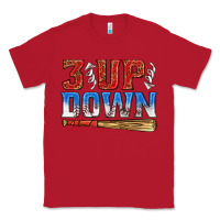Red 3 up 3 down baseball Classic Tee - texasbilliewilder