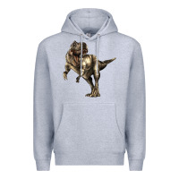 Heather Grey Tyrannosaurus T rex Premium Hoodie - LillyAllenDesigns