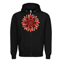 Black valentine's day sunflower Zipper Hoodie - RanaPortraitStore