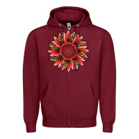 Burgundy valentine's day sunflower Zipper Hoodie - RanaPortraitStore