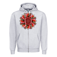 Heather Grey valentine's day sunflower Zipper Hoodie - RanaPortraitStore