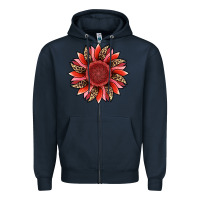 Navy valentine's day sunflower Zipper Hoodie - RanaPortraitStore