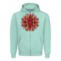 Seafoam valentine's day sunflower Zipper Hoodie - RanaPortraitStore