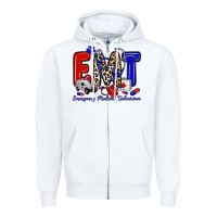 White emt emergency medical technician Zipper Hoodie - Zillion Design Studio