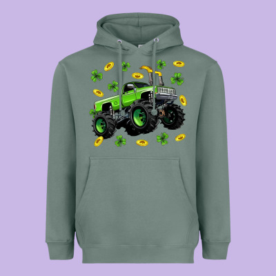 Monster Truck St Patricks Day Heavyweight Hoodie Designed By Neo Western