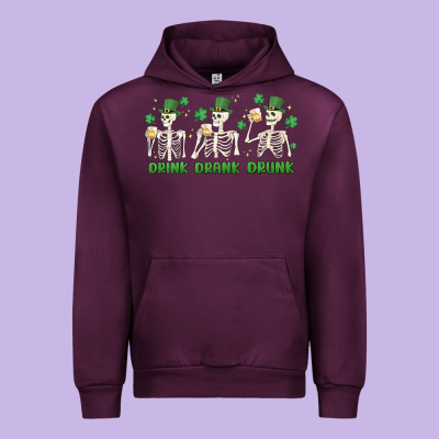 Drink Drank Drunk St. Patricks Day Skeletons Urban Hoodie Designed By Maliassmallbusiness