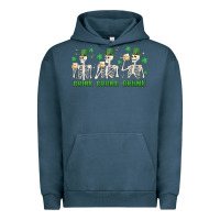 Pigment Midnight Navy drink drank drunk st. patricks day skeletons Urban Hoodie - MaliasSmallBusiness