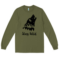 Army Green stay wild Long Sleeve Tee - Unal Design